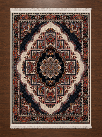 Midnight Royal Geometric Medallion Persian Rug
