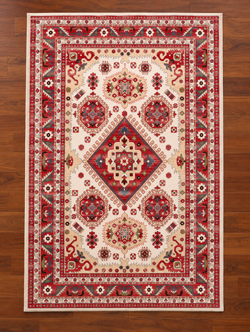 Crimson & Diamond Geometric Turkish Rug