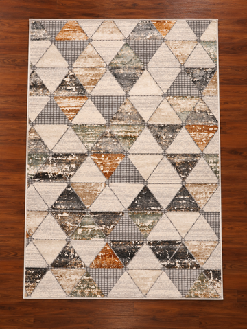 Ochre Slate Geometric Turkish Rug