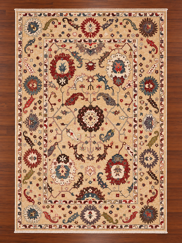 Crimson & Sandstone Turkish Rug