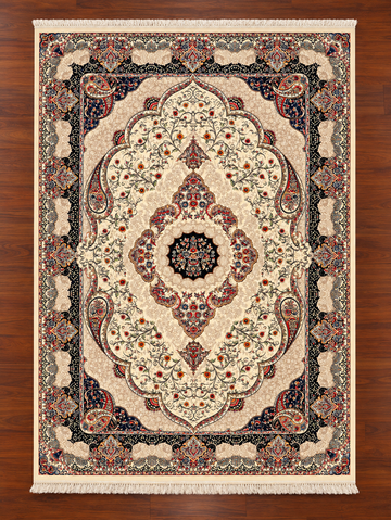 Midnight Paisley & Ivory Anatolian Rug
