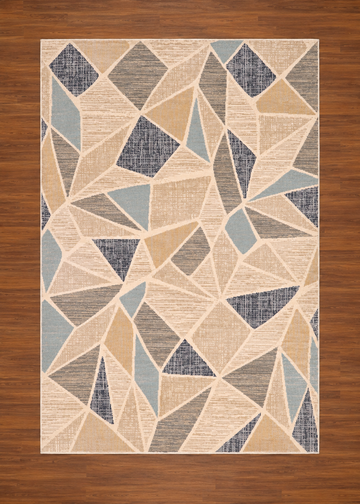 Geometric Abstract Slate Beige Turkish Rug