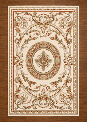 Ivory Grand Baroque Oval Turkish Rug
