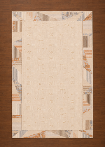 Cream Geometric Modern Turkish Rug