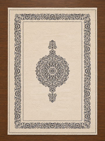 Ivory & Navy Grand Ottoman Turkish Rug