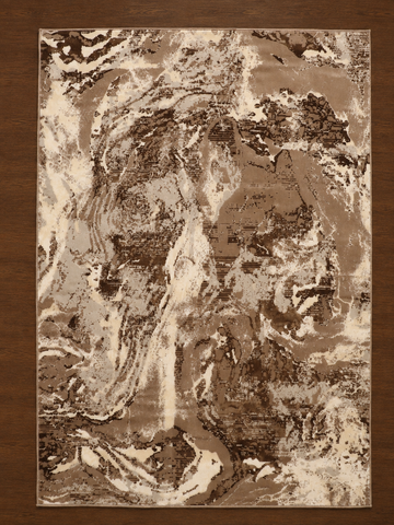 Mocha Cream Marble Abstract Turkish Rug
