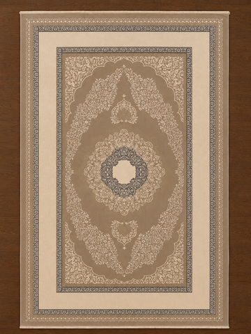 Taupe & Cream Ottoman Medallion Turkish Rug
