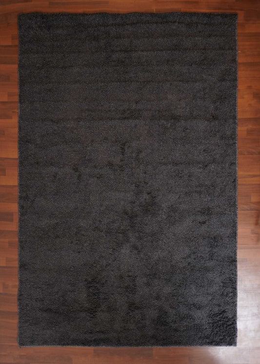 Black Fancy Cotton Shaggy Rug