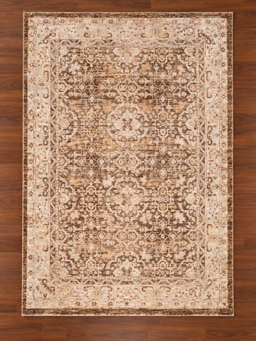 Chestnut & Ivory Distressed Turkish Area Rug