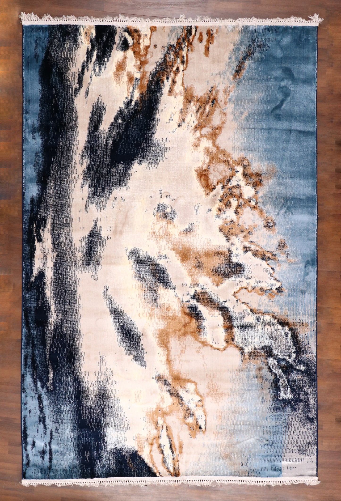 Azure Drift Abstract Turkish Rug