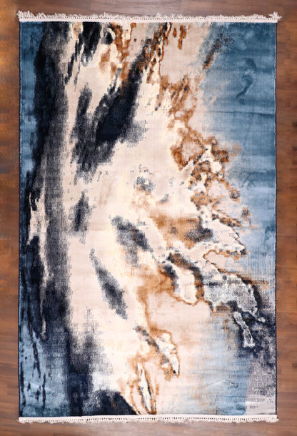 Azure Drift Abstract Turkish Rug