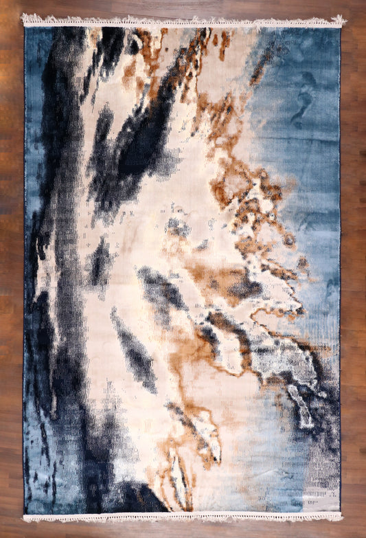 Azure Drift Abstract Turkish Rug