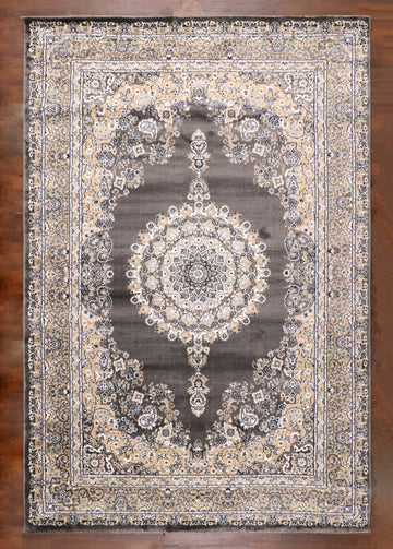 Elara Turkish Medallion Rug in Slate & Alabaster