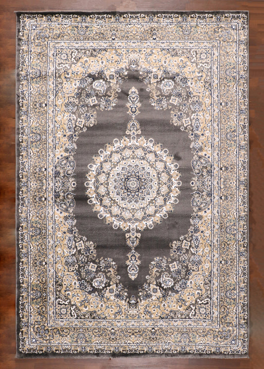 Elara Turkish Medallion Rug in Slate & Alabaster