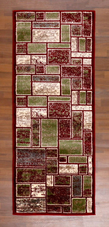 Mosaic Earth-Tone Contemporary Geometric Runner