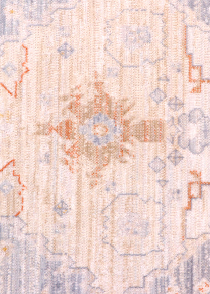 Terra-Azure Distressed Medallion Turkish Rug