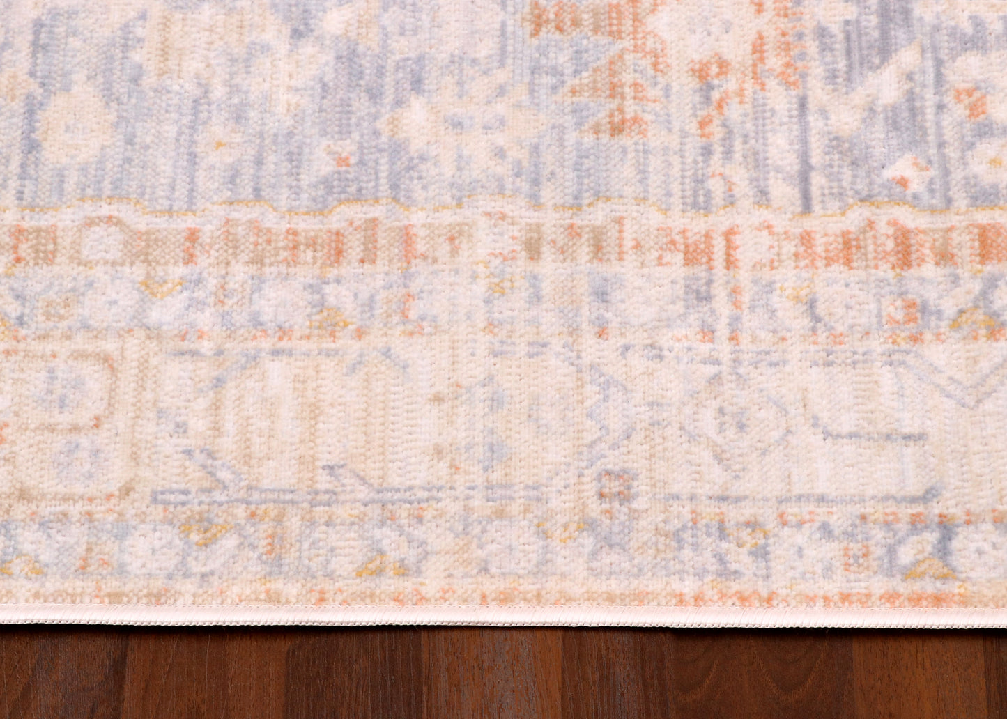 Terra-Azure Distressed Medallion Turkish Rug