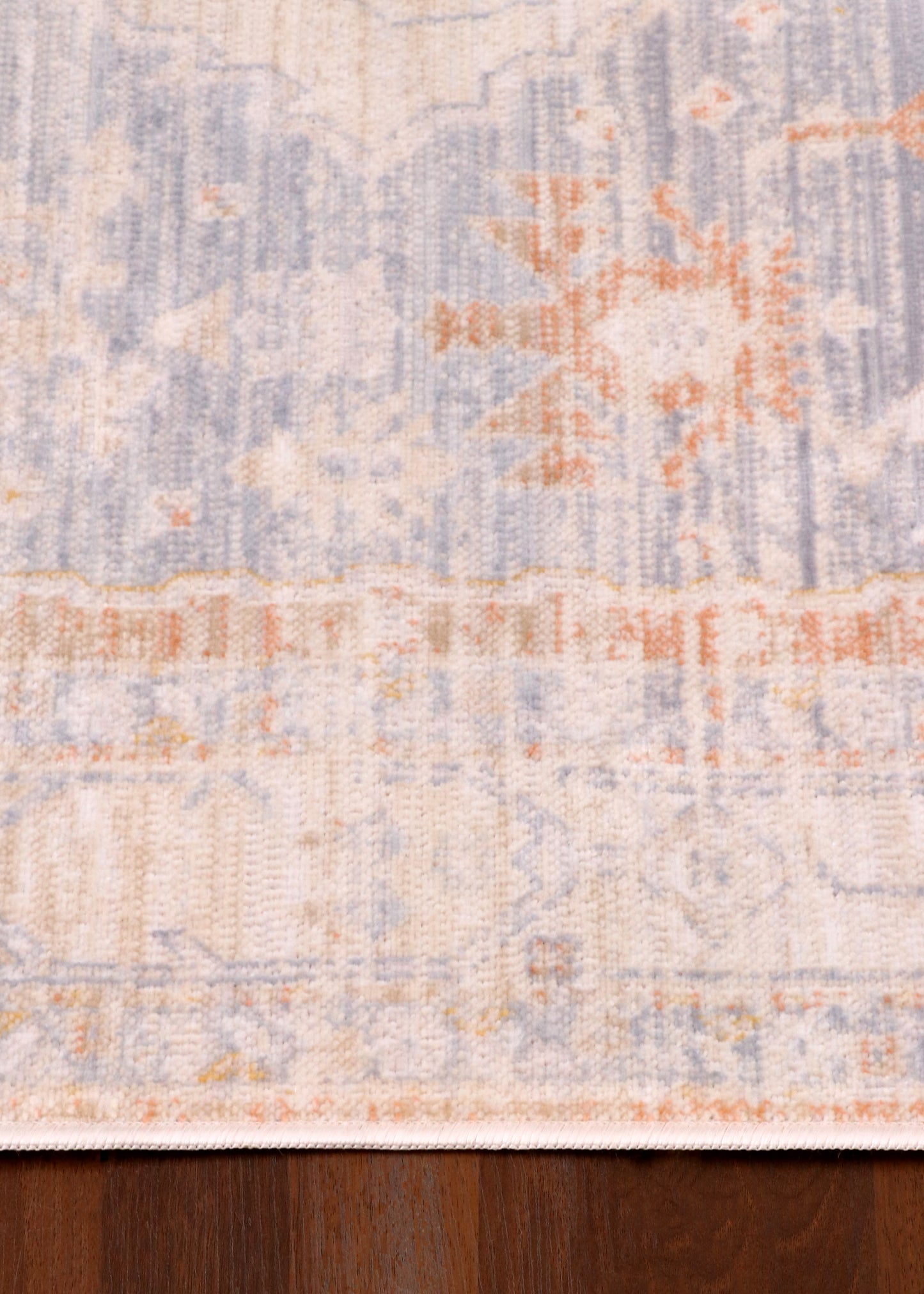 Terra-Azure Distressed Medallion Turkish Rug