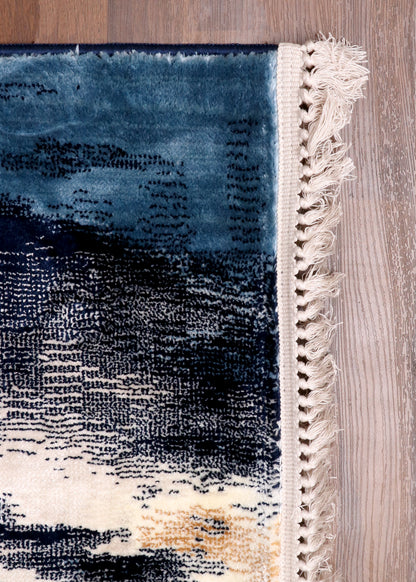 Azure Drift Abstract Turkish Rug