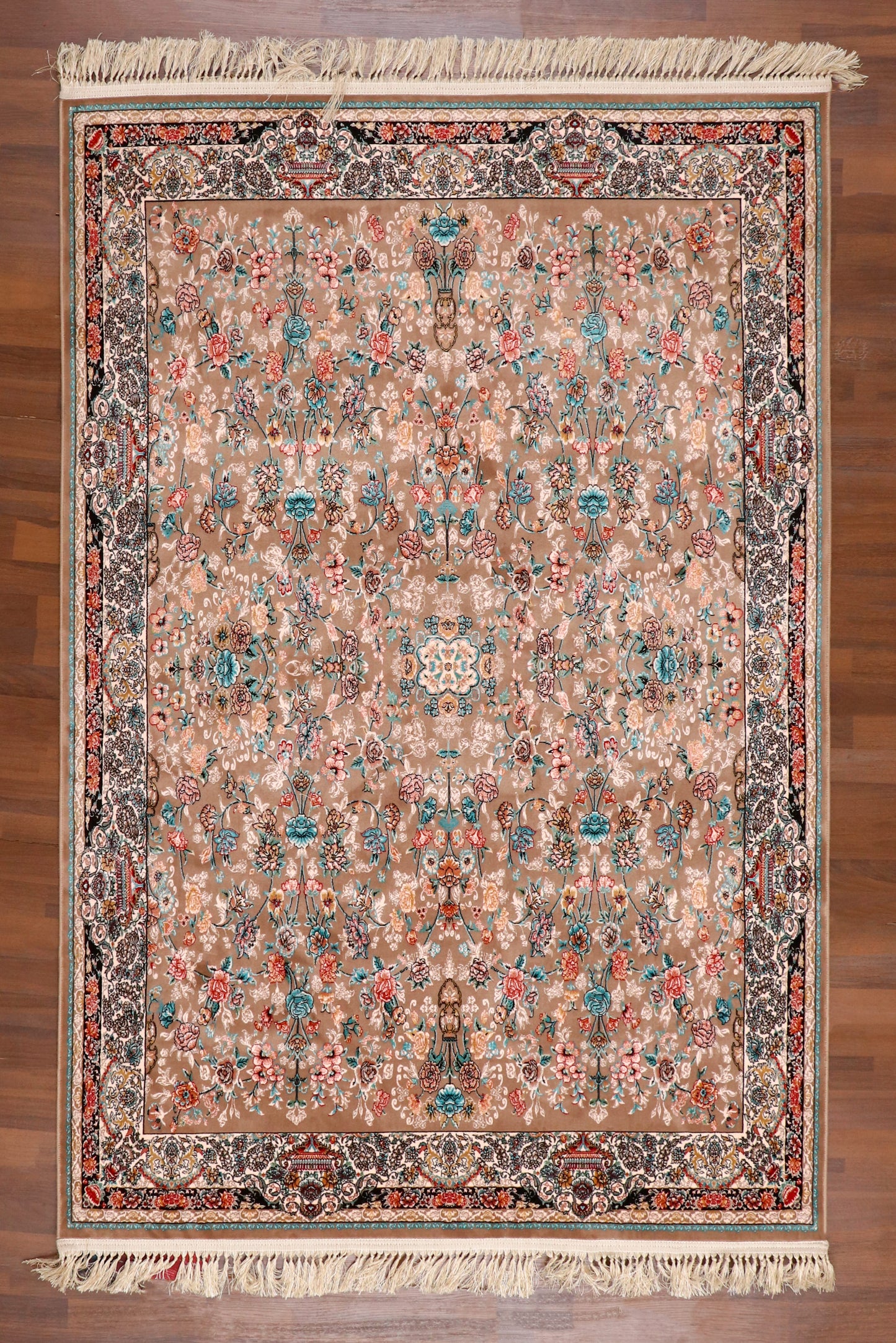 Traditional Persian-Style Silk-Touch Rug