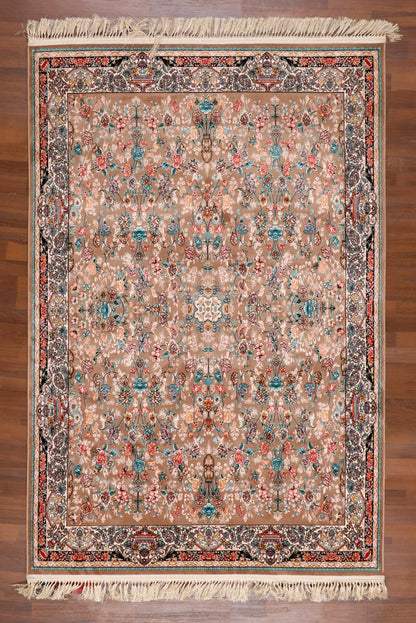 Traditional Persian-Style Silk-Touch Rug