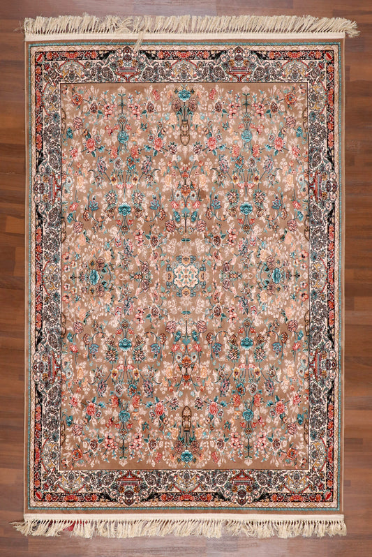 Traditional Persian-Style Silk-Touch Rug