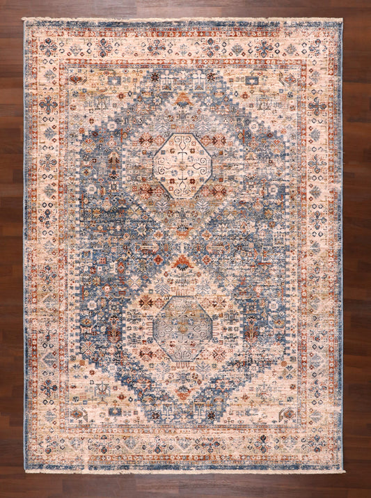 Royal Anatolian Medallion Rug in Sapphire & Rust