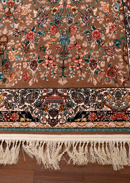 Traditional Persian-Style Silk-Touch Rug