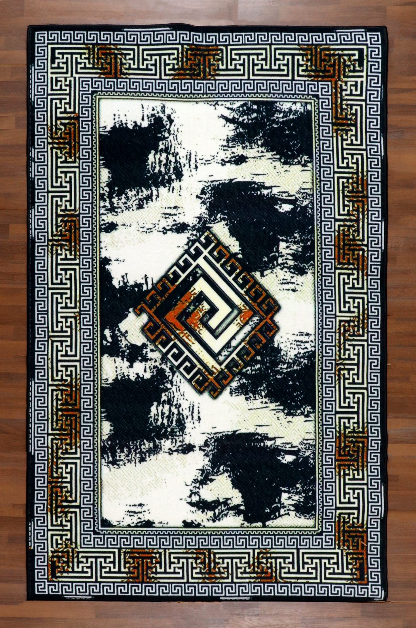 Ink-Blot Greek Border Rug