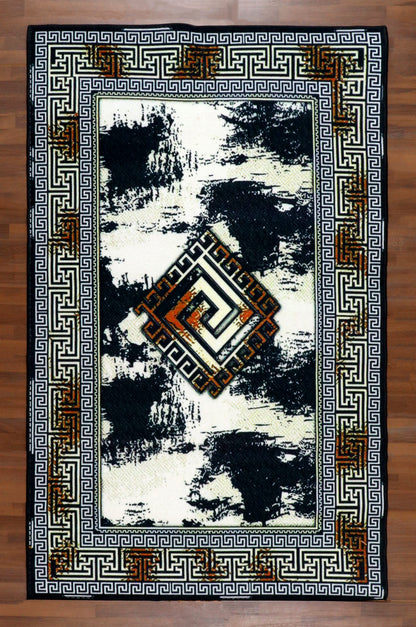 Ink-Blot Greek Border Rug