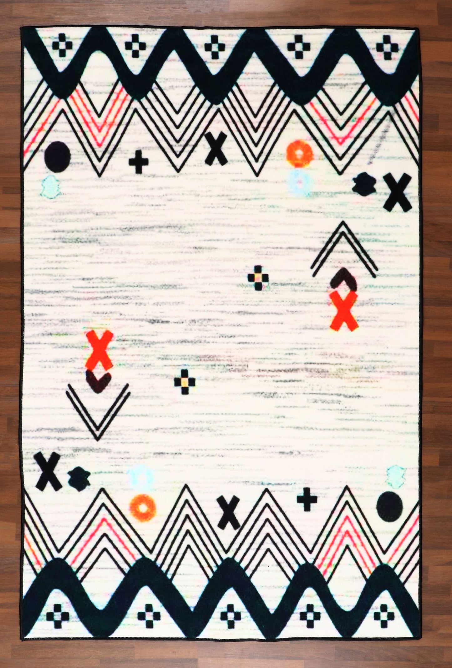 Tribal Fusion Geometric Non-Woven Rug