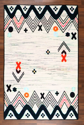Tribal Fusion Geometric Non-Woven Rug