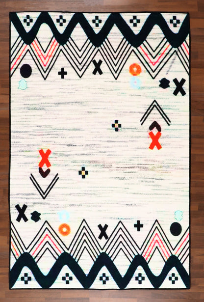 Tribal Fusion Geometric Non-Woven Rug