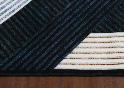 Modern Navy & Teal Geometric Rug