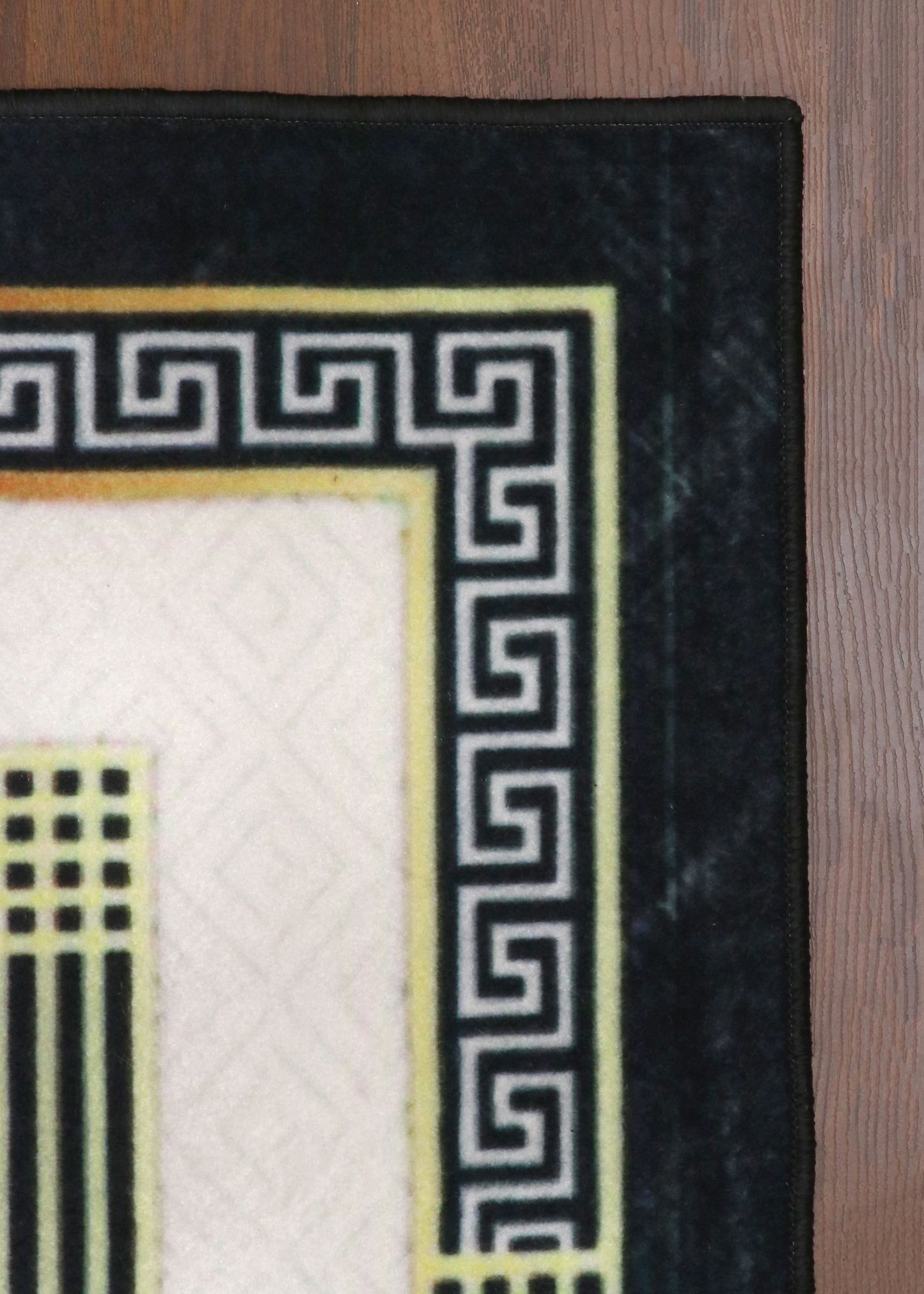 Modern Meander Geometric Rug - Midnight Onyx & Gold