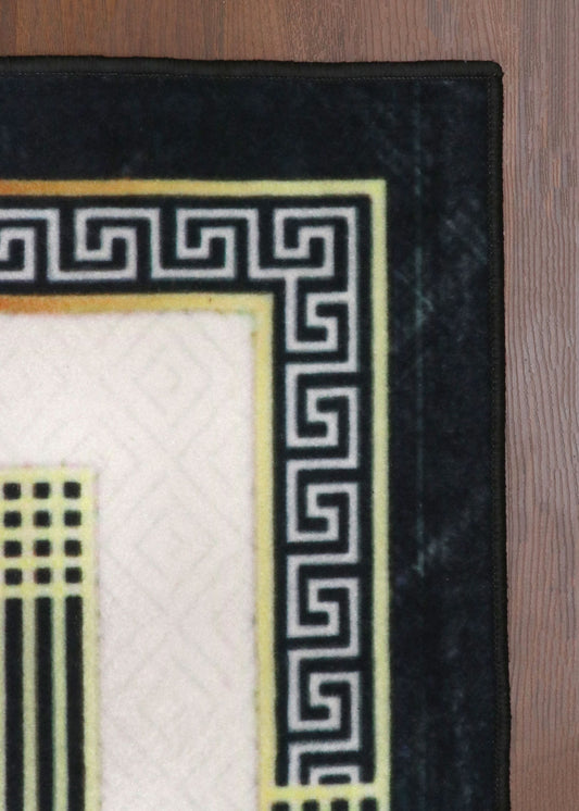 Modern Midnight Onyx & Gold Rug