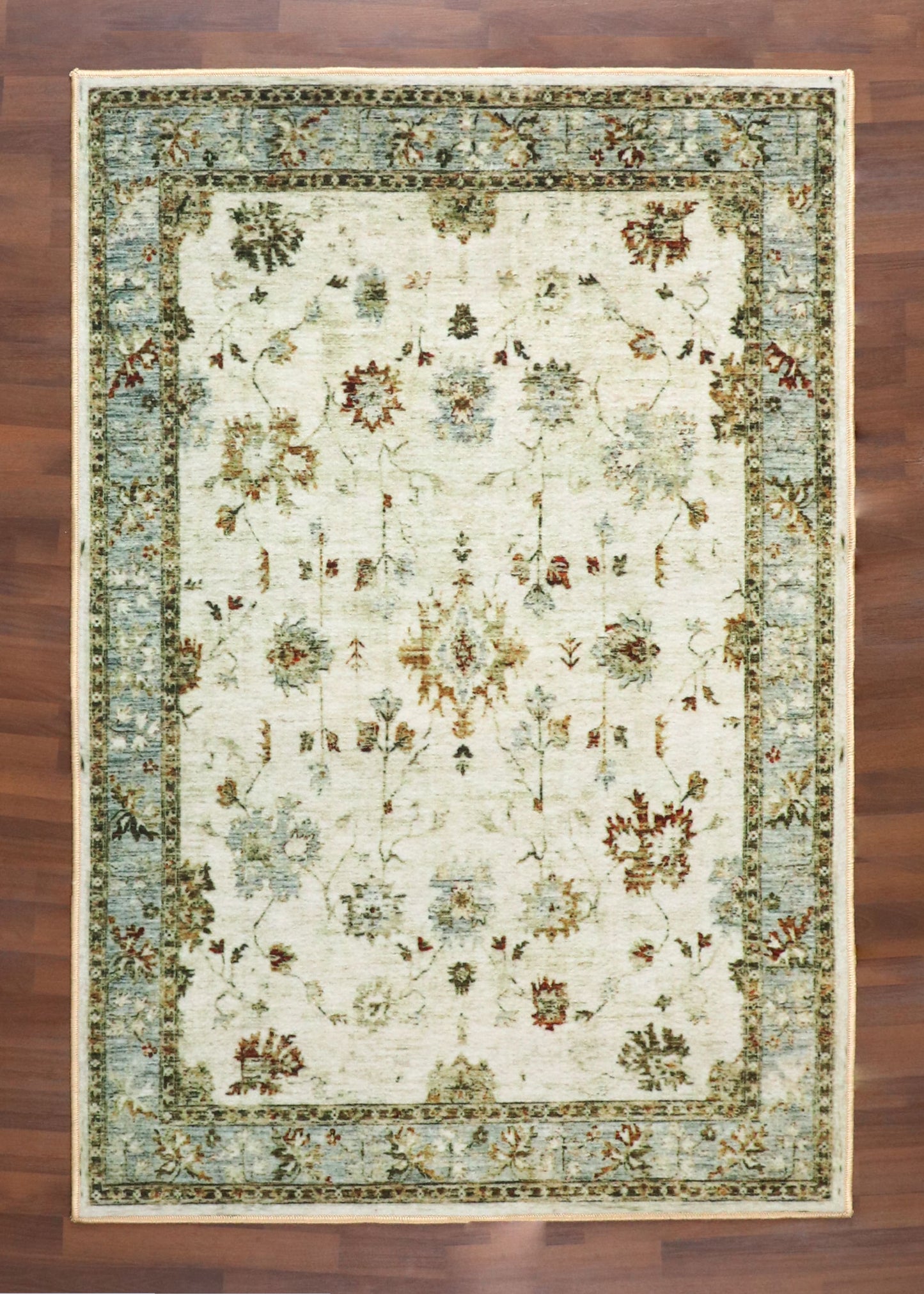 Sage & Ivory Floral Motif Rug