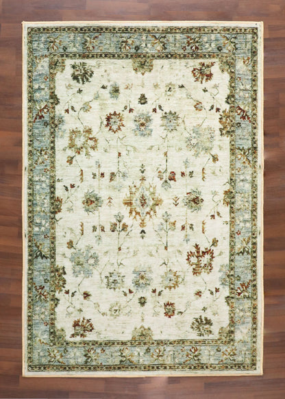 Sage & Ivory Floral Motif Rug