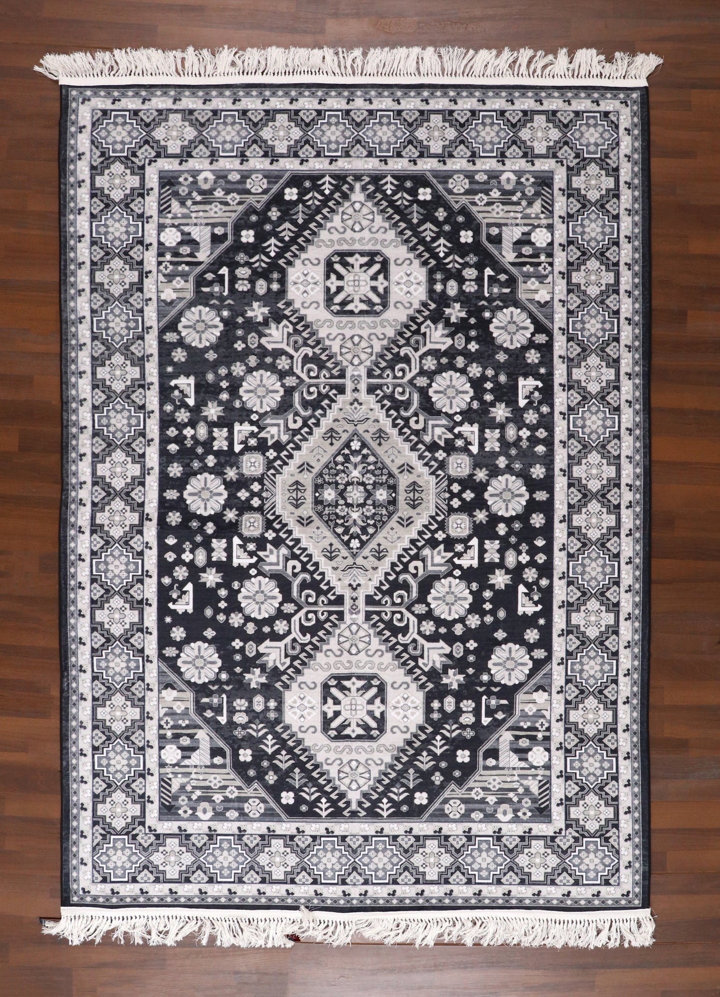 Obsidian Geometric Medallion Rug