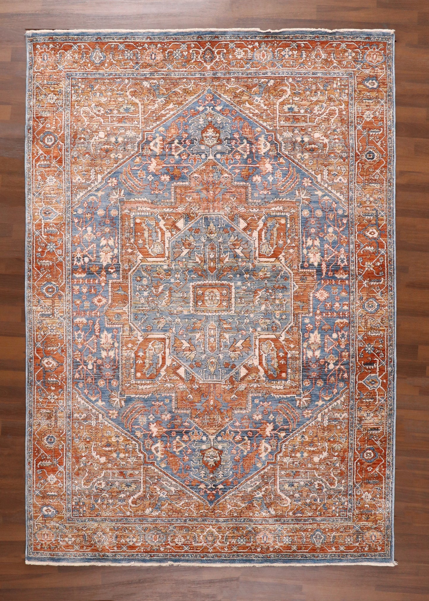 Anatolia Vintage Medallion Turkish Rug – Rust & Steel Blue