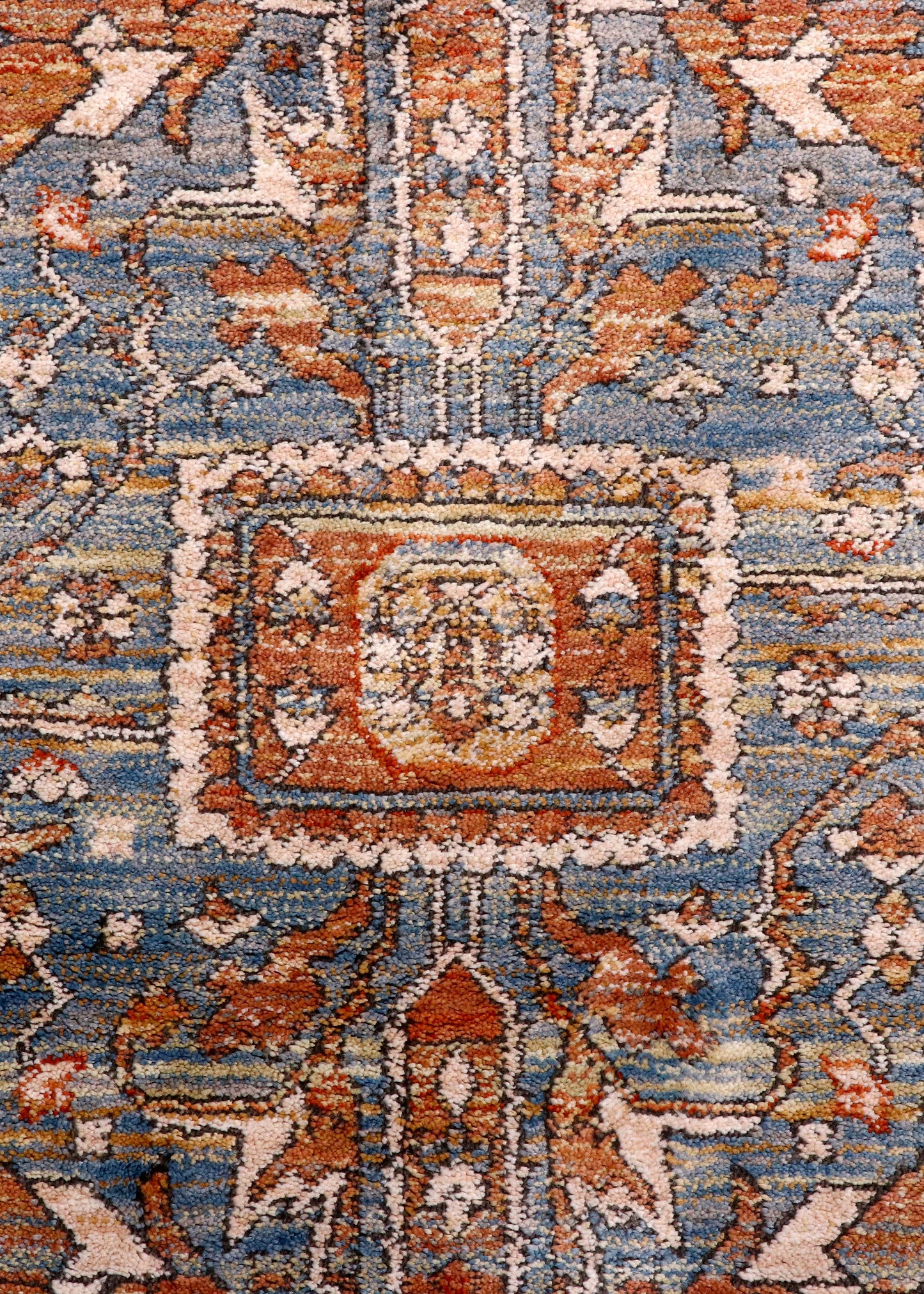 Anatolia Vintage Medallion Turkish Rug – Rust & Steel Blue