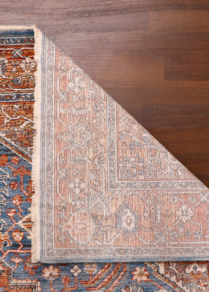 Anatolia Vintage Medallion Turkish Rug – Rust & Steel Blue