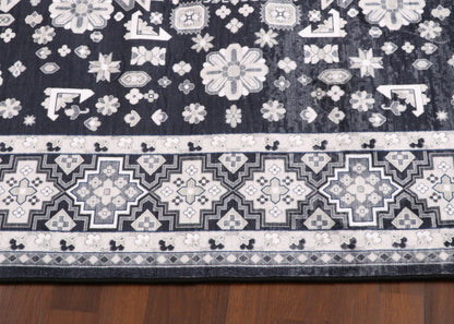 Obsidian Geometric Medallion Rug