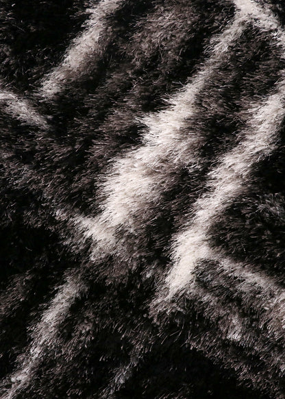 Midnight Onyx Geometric Shaggy Rug