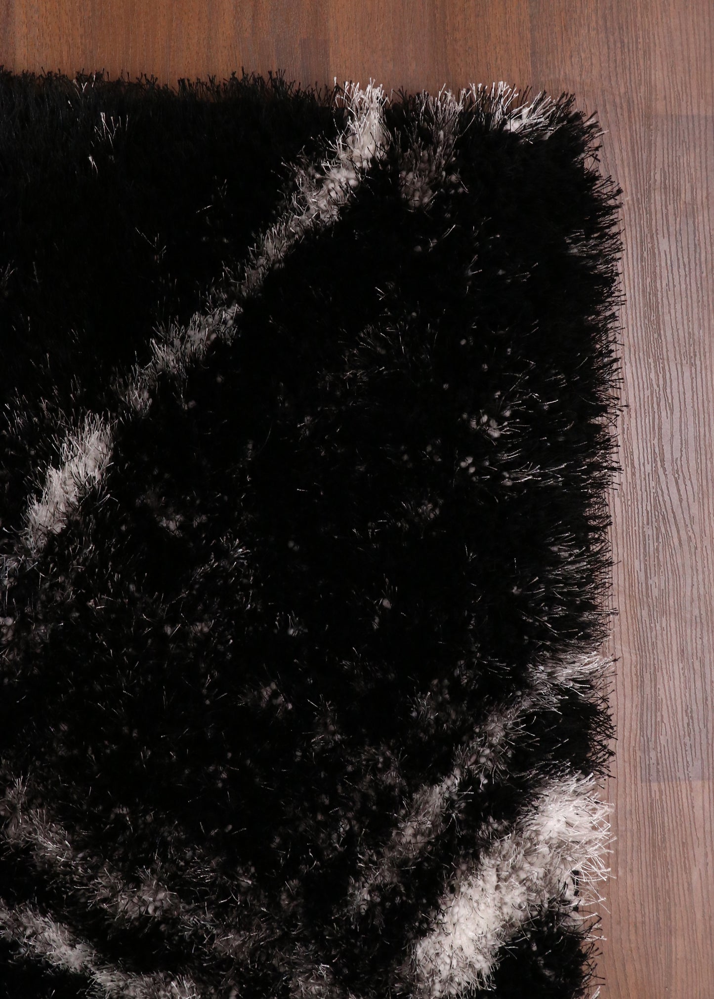 Midnight Onyx Geometric Shaggy Rug