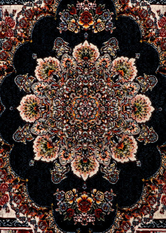 Midnight Royal Geometric Medallion Persian Rug
