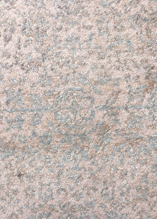 Vintage Beige Aqua Distressed Floral Turkish Rug