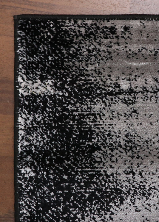 Charcoal Gold Geometric Block Turkish Rug