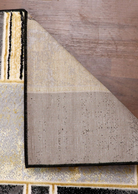 Turkish Charcoal Gold Geometric Block
