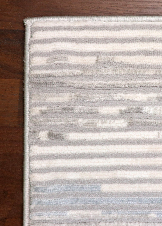 Ivory Striped Linear Textured Turkish Rug